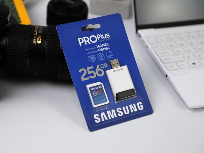 Samsung Pro Plus SD memory card blue packaging